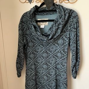 Effie’s Heart Large Tunic in blue and black floral geometric pattern